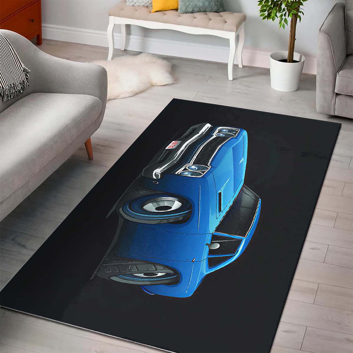 Tapis 1969 Plymouth Roadrunner Blue Car Art – Image 3