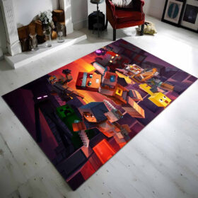 Tapis Tous les personnages Minecraft en combat dans le biome Nether