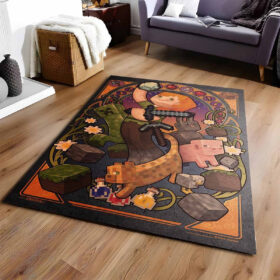 Tapis Minecraft Alex et la personnages dans le jeu comme cochon et chat