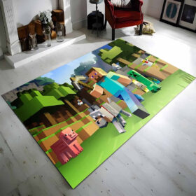 Tapis Minecraft tous personnages Steve et Creeper