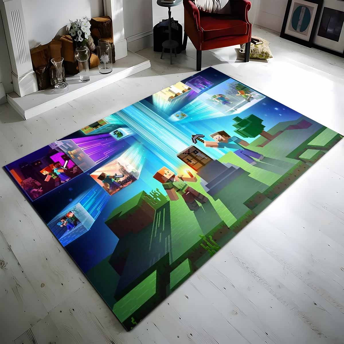 Tapis Minecraft tous Steve et Alex