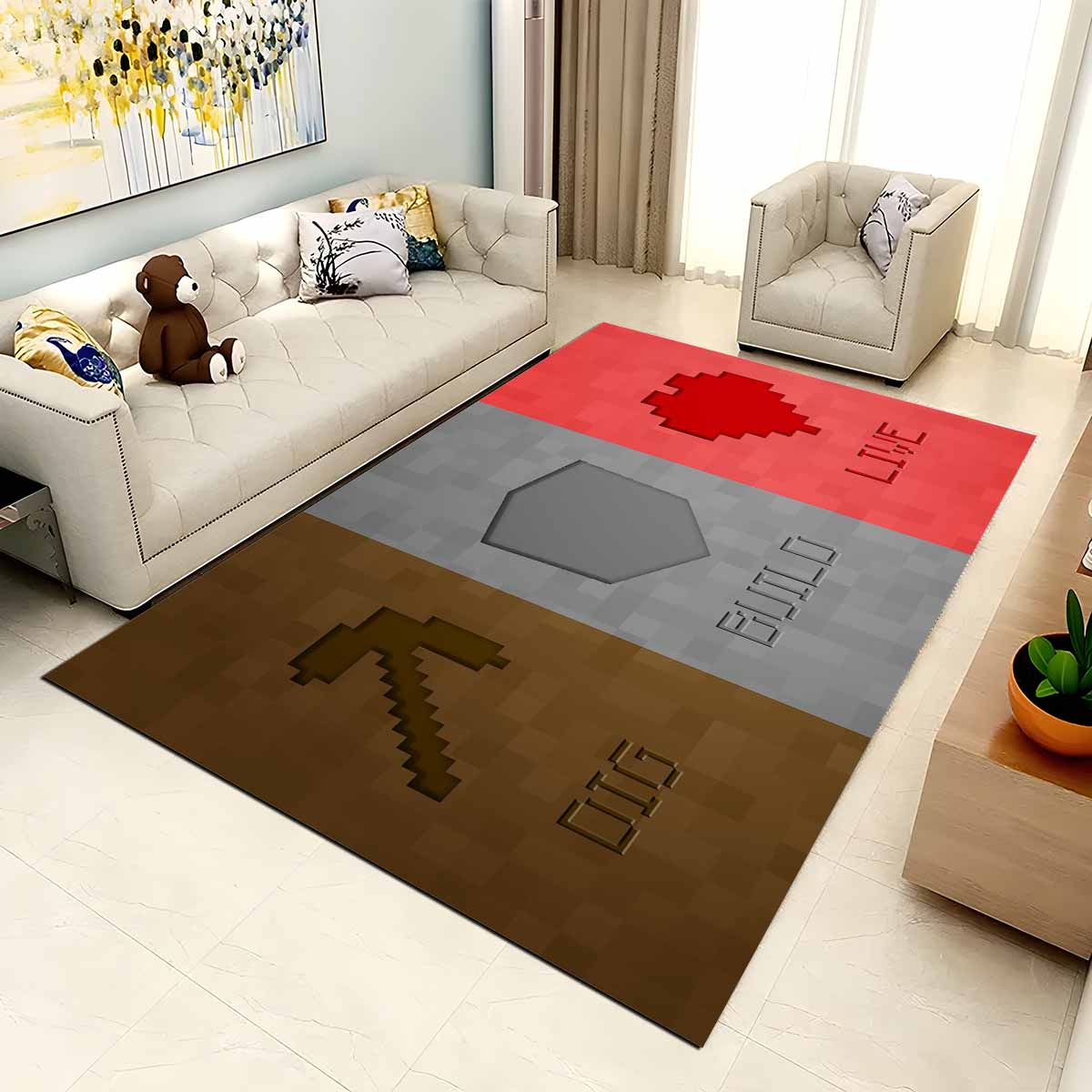 Tapis Minecraft creuser construire vivre – Image 2