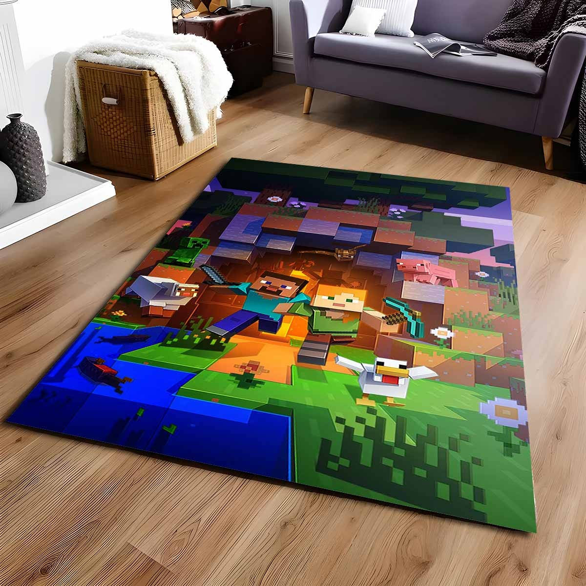 Tapis Minecraft Steve Alex et tous Freunde