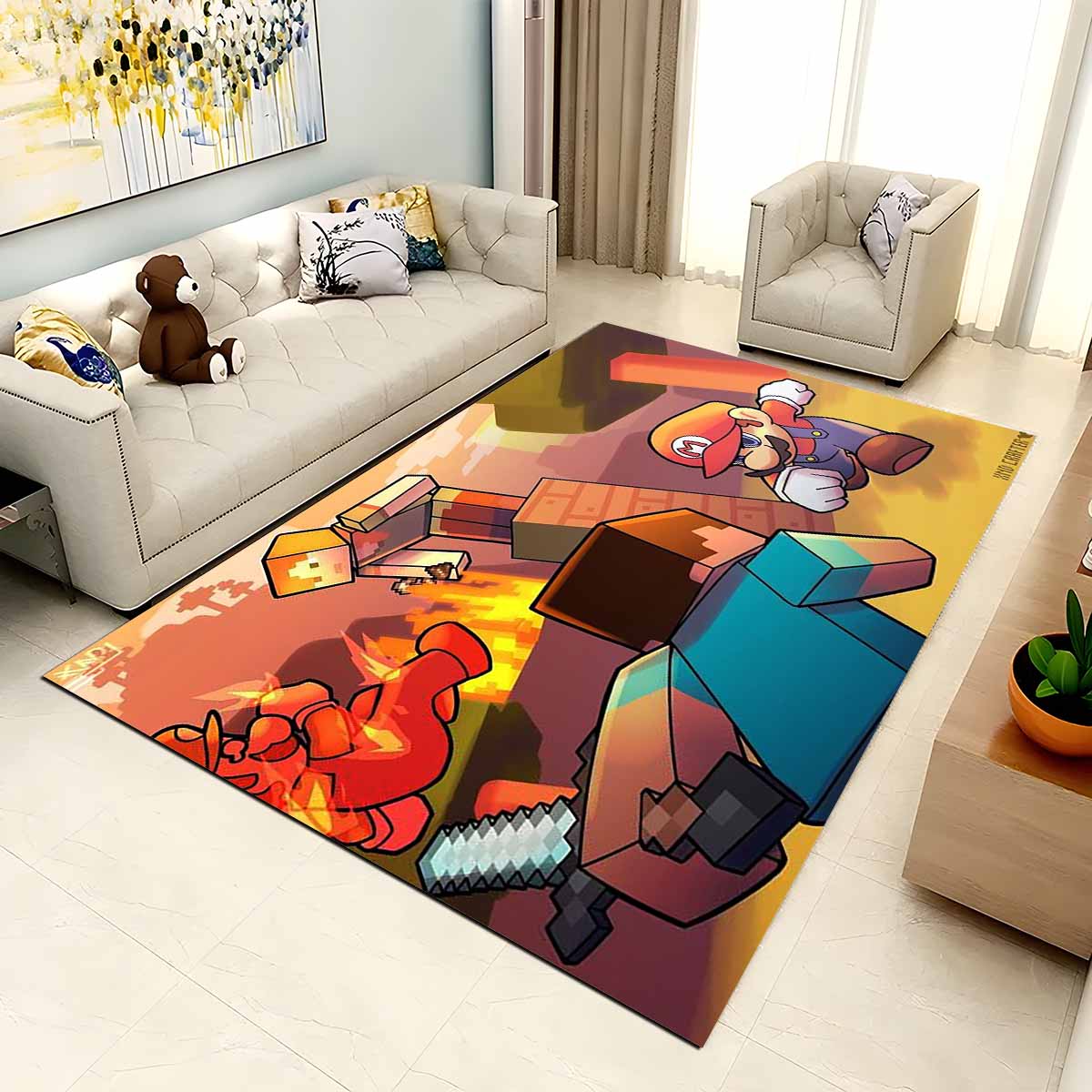 Tapis Minecraft Steve contre Mario showdown – Image 2
