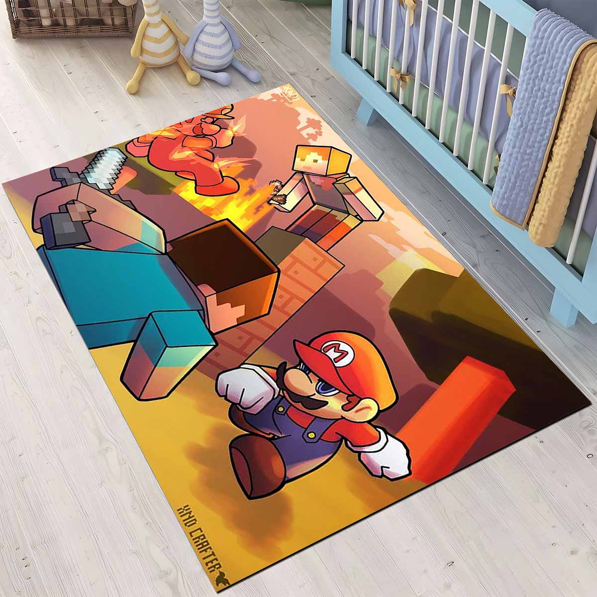 Tapis Minecraft Steve contre Mario showdown – Image 3