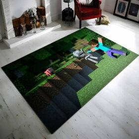 Tapis Minecraft Steve combat contre l&rsquo;ennemi
