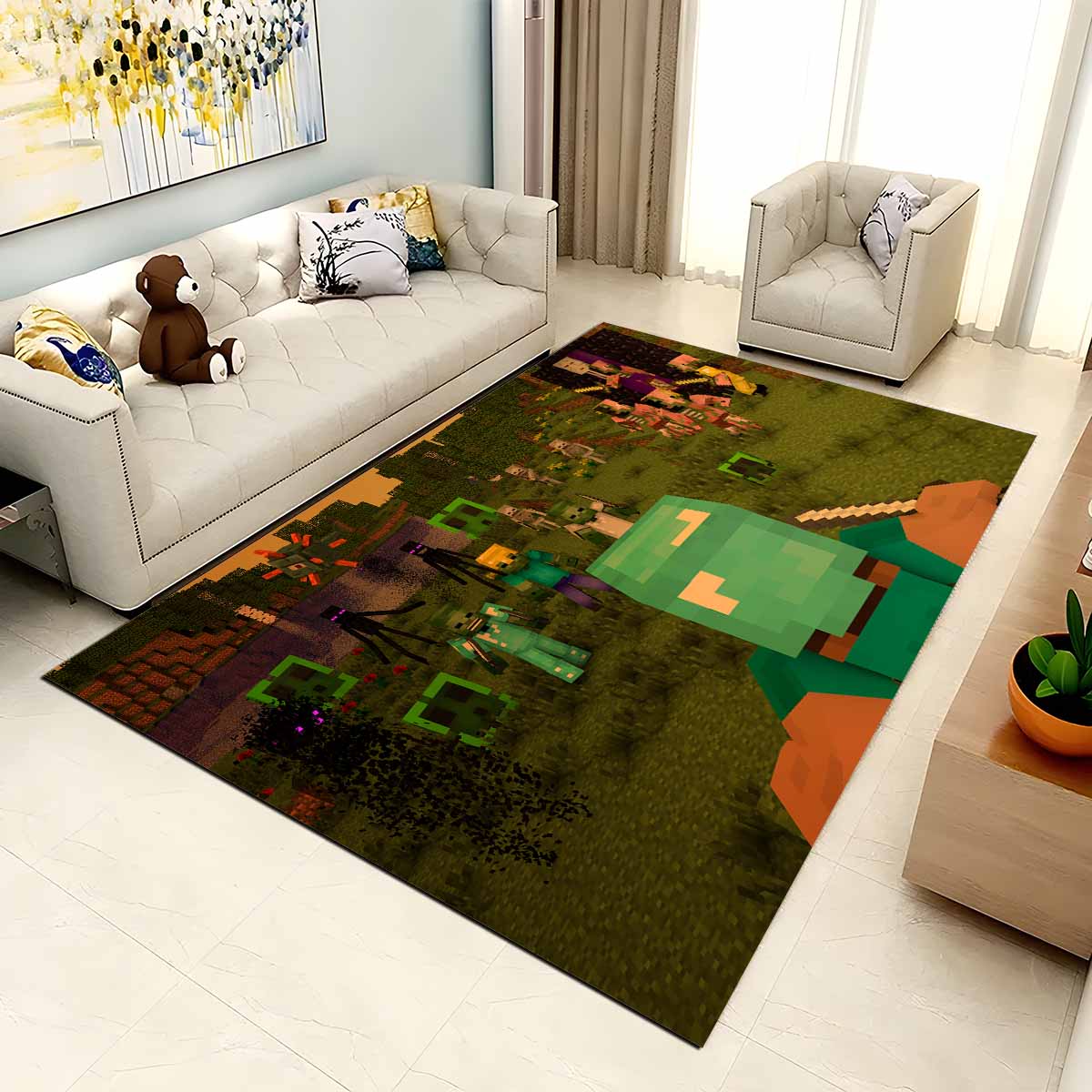 Tapis Minecraft Steve combat des forces ennemies – Image 2