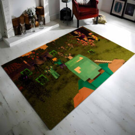 Tapis Minecraft Steve combat des forces ennemies
