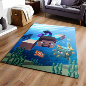 Tapis Minecraft Steve sous l&rsquo;eau