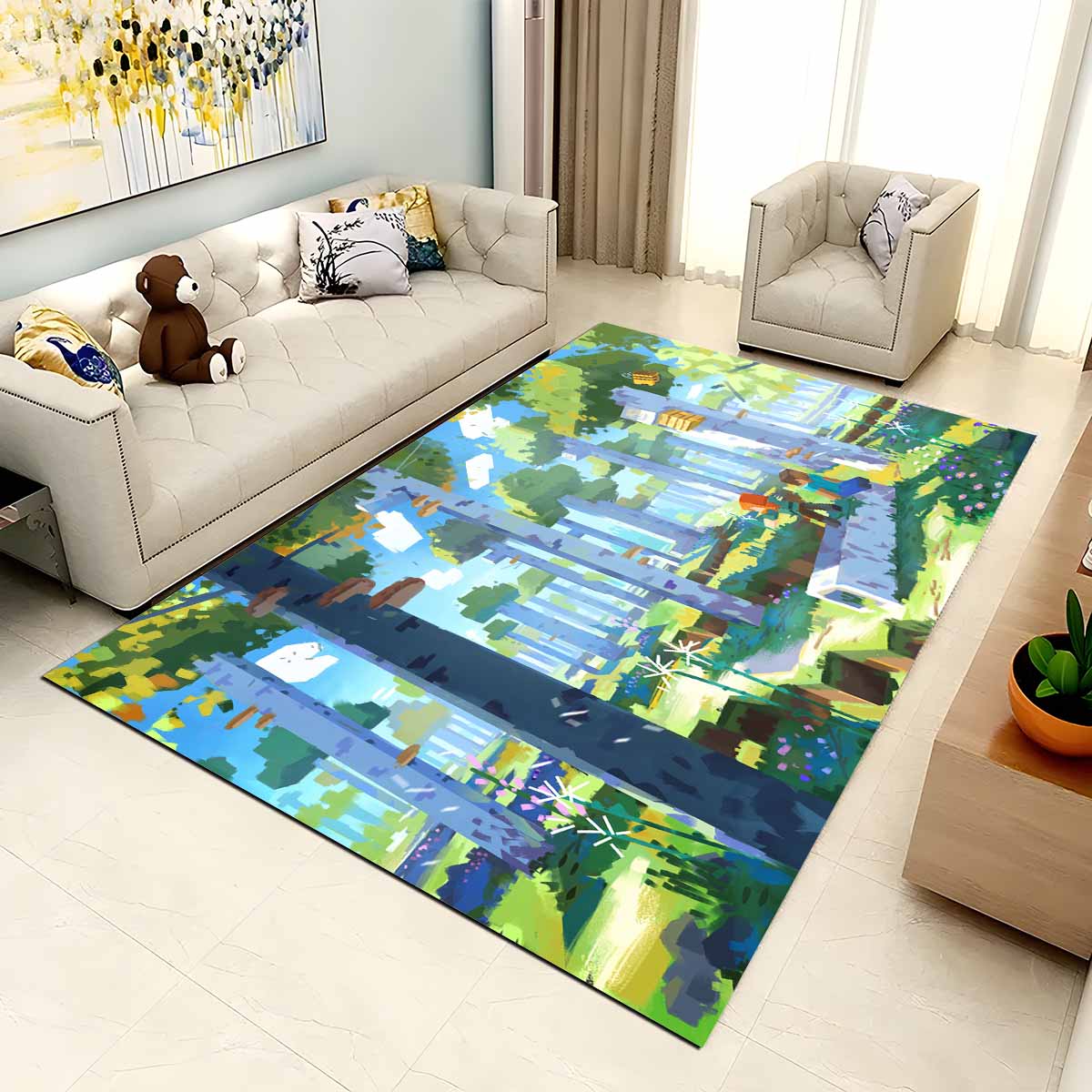 Tapis Minecraft biome forêt Steve et Alex – Image 2