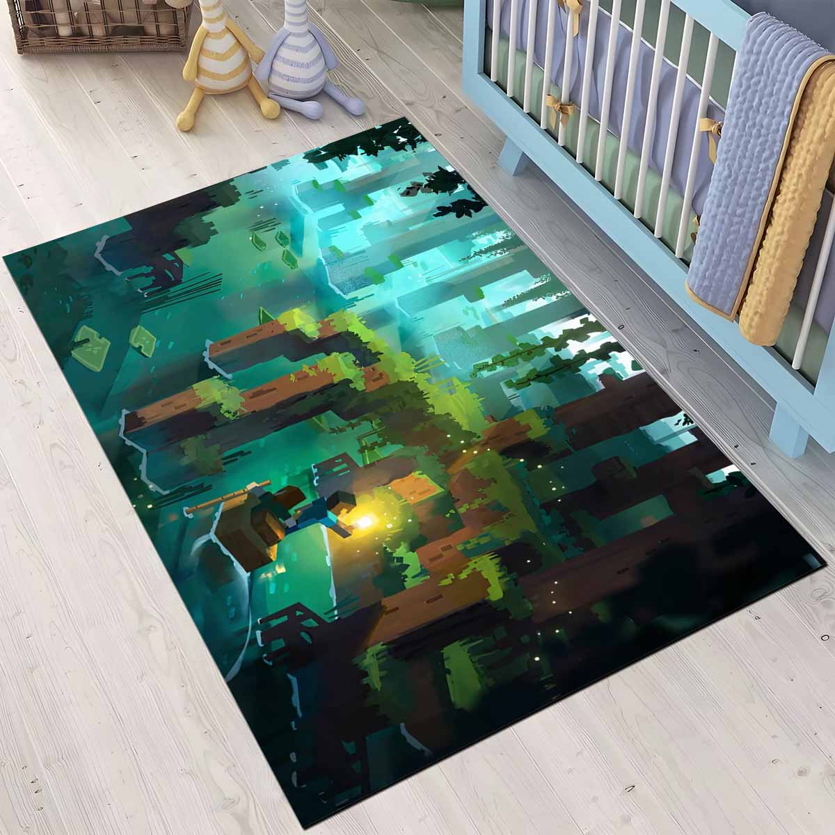 Tapis Minecraft scène forêt et rivière – Image 3