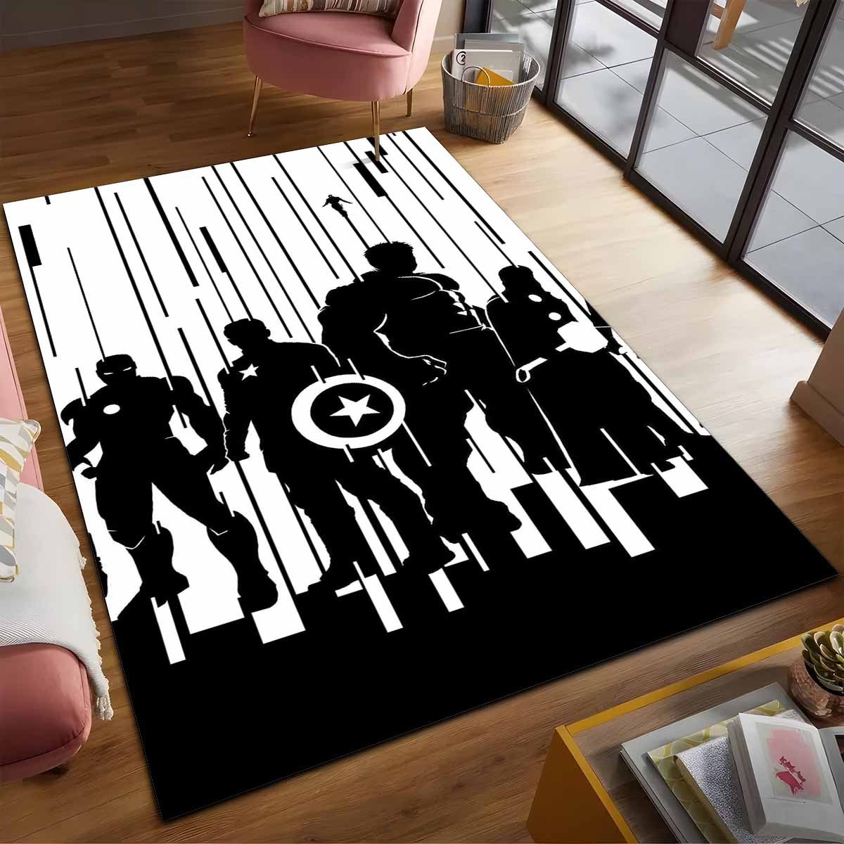 Tapis noir et blanc Avengers Marvel – Image 2