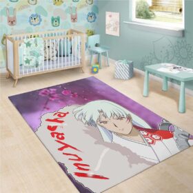 Tapis Yasha Anime Sad Sesshomaru Face Sakura Blossom Flower At Night